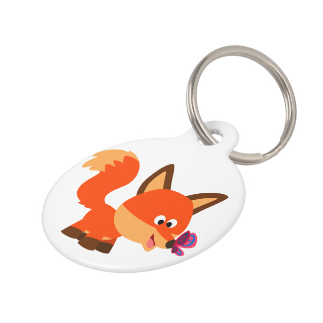 Cute Cartoon Fox And Butterfly Pet Tag - Armstrong-familienwappen-wappen Haustiermarke (650x650)