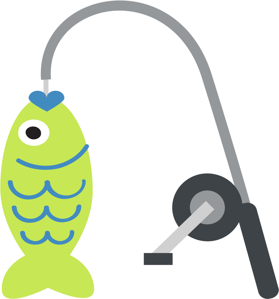 Emoji Fishing Rods Fishing Gaff Fishing Tackle - Fishing Pole With Fish (1024x1024)