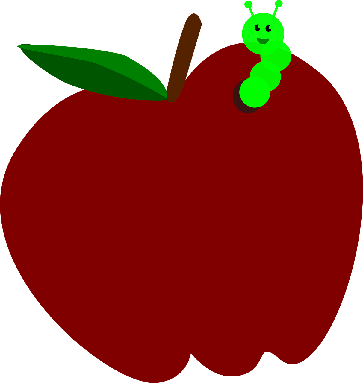 Red Apple Fruit Worm Transparent Image - Worm In Apple Graphic (1212x1280)