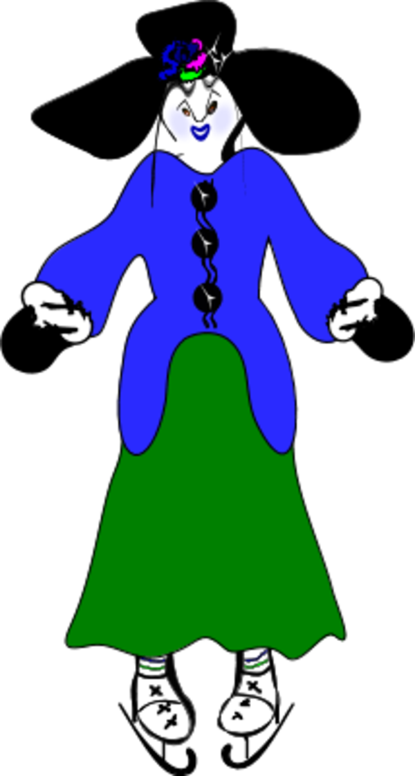 Lady Wearing Hat And Ice Skating Shoes - Ice Skating (600x1121)