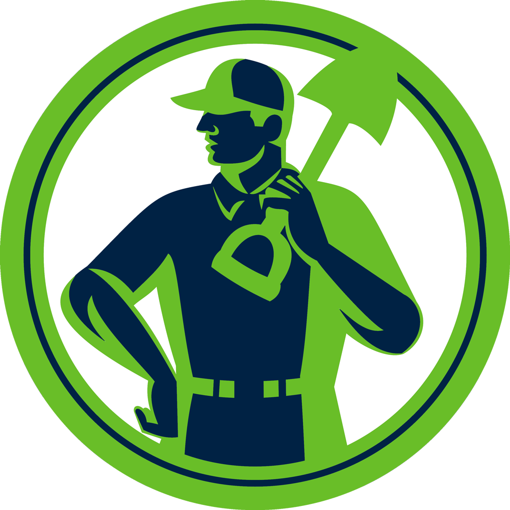 Gardener Landscaper Shovel On Shoulder Retro Mytzar - Nato Sof (1000x1000)