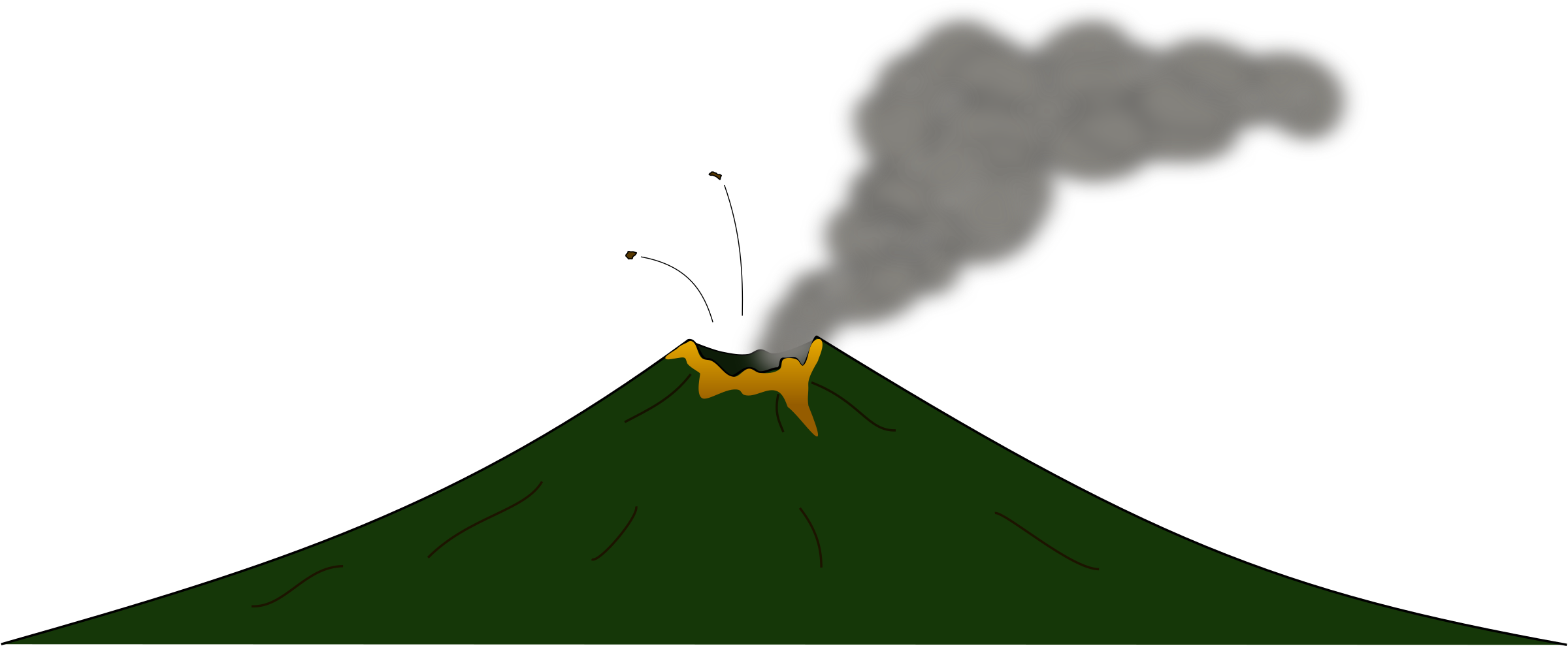 Volcano Png File - Smoking Volcano Clipart (2400x989)
