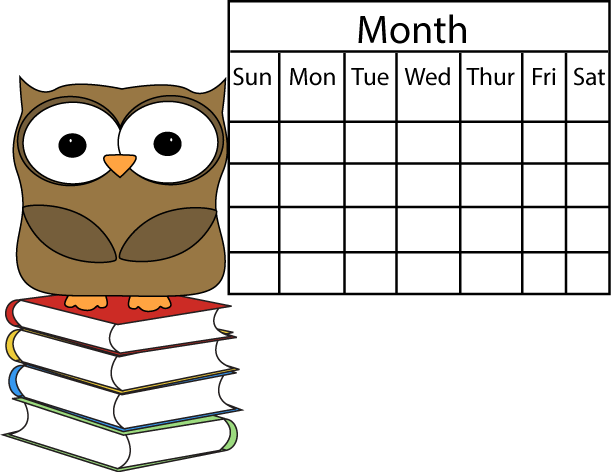 Owl And Calendar - Owl Calendar Clipart (611x472)