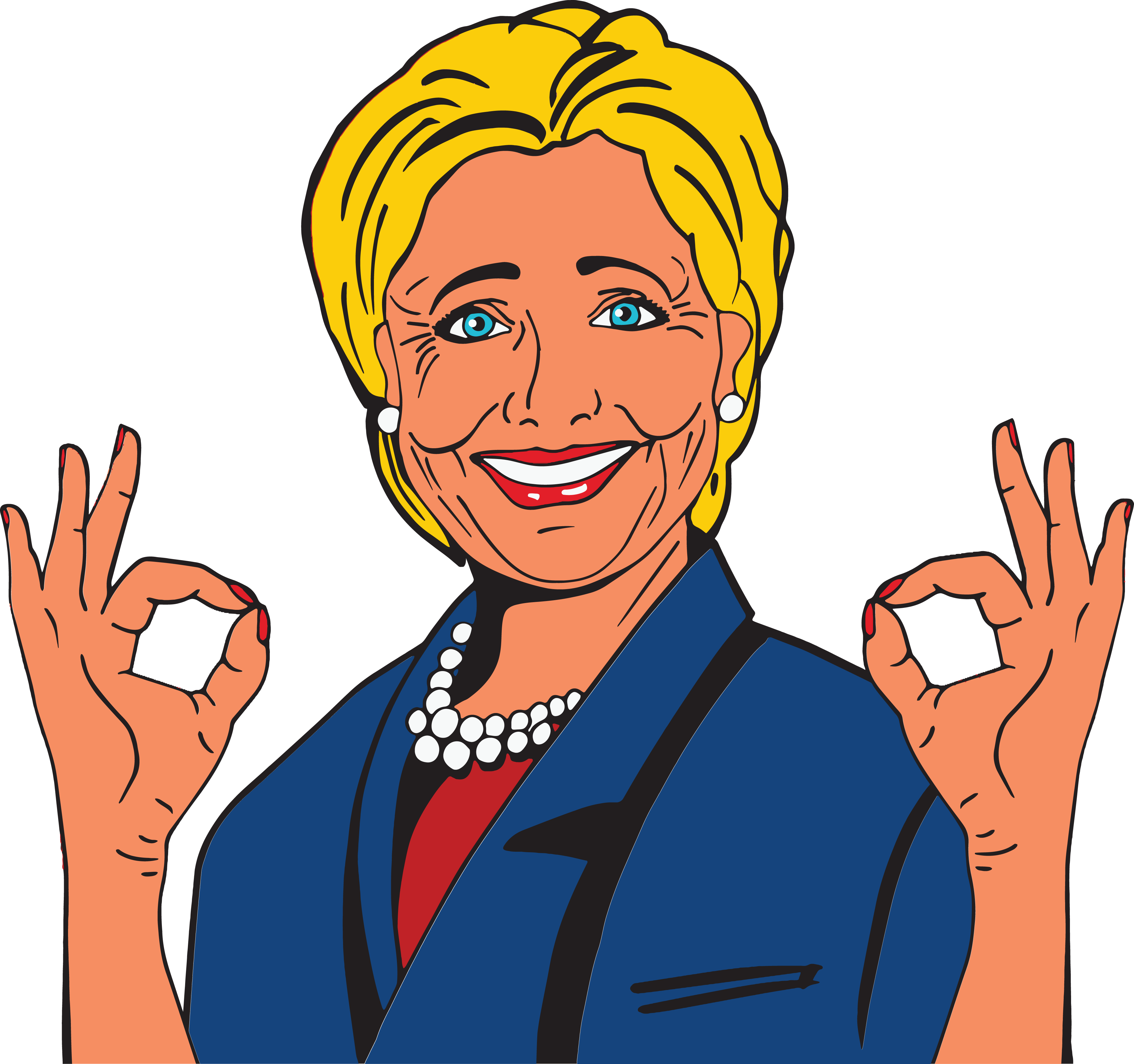 Free Clipart Of Hillary Clinton Gesturing Perfect - Hillary Clinton Cartoon (4000x3753)