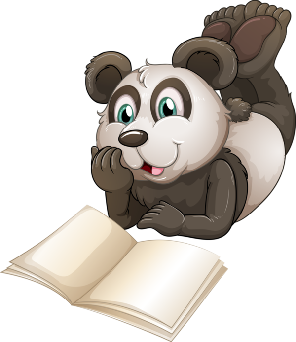 Giant Panda Bear Reading Clip Art - Giant Panda Bear Reading Clip Art (600x692)