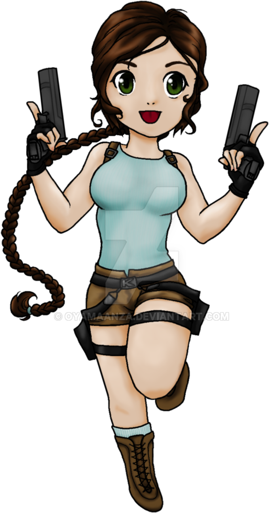 “lara Croft Chibi Commission By Oyamaanza - Revolver (748x1068)