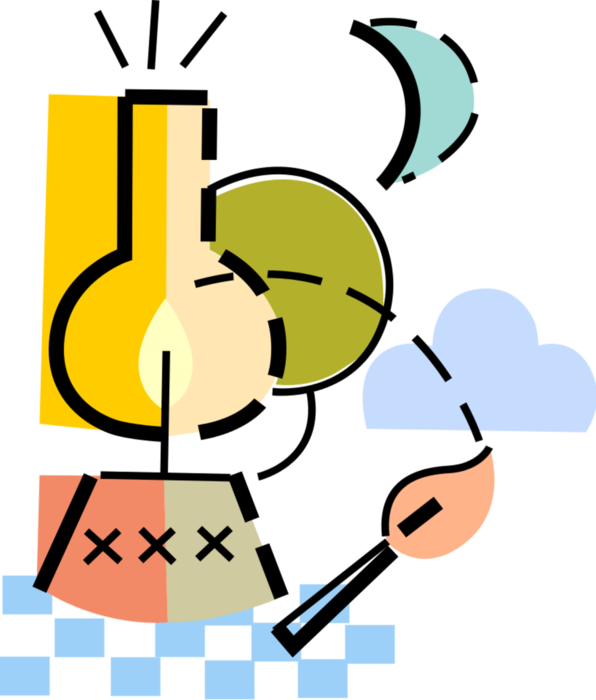Vector Illustration Of Kerosene Oil Lamp Hurricane - Vector Illustration Of Kerosene Oil Lamp Hurricane (596x700)