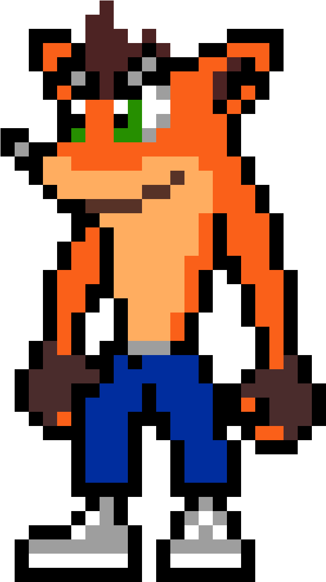 Crash Bandicoot - Crash Bandicoot Perler Beads (1160x1189)