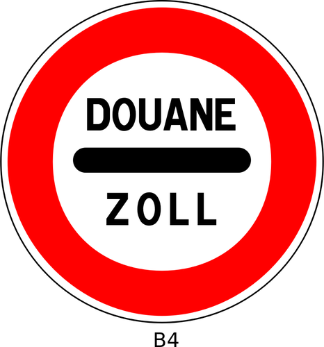 Vector Illustration Of Douane Traffic Sign - Panneau Alu Arrêt Au Poste De Douane (466x500)
