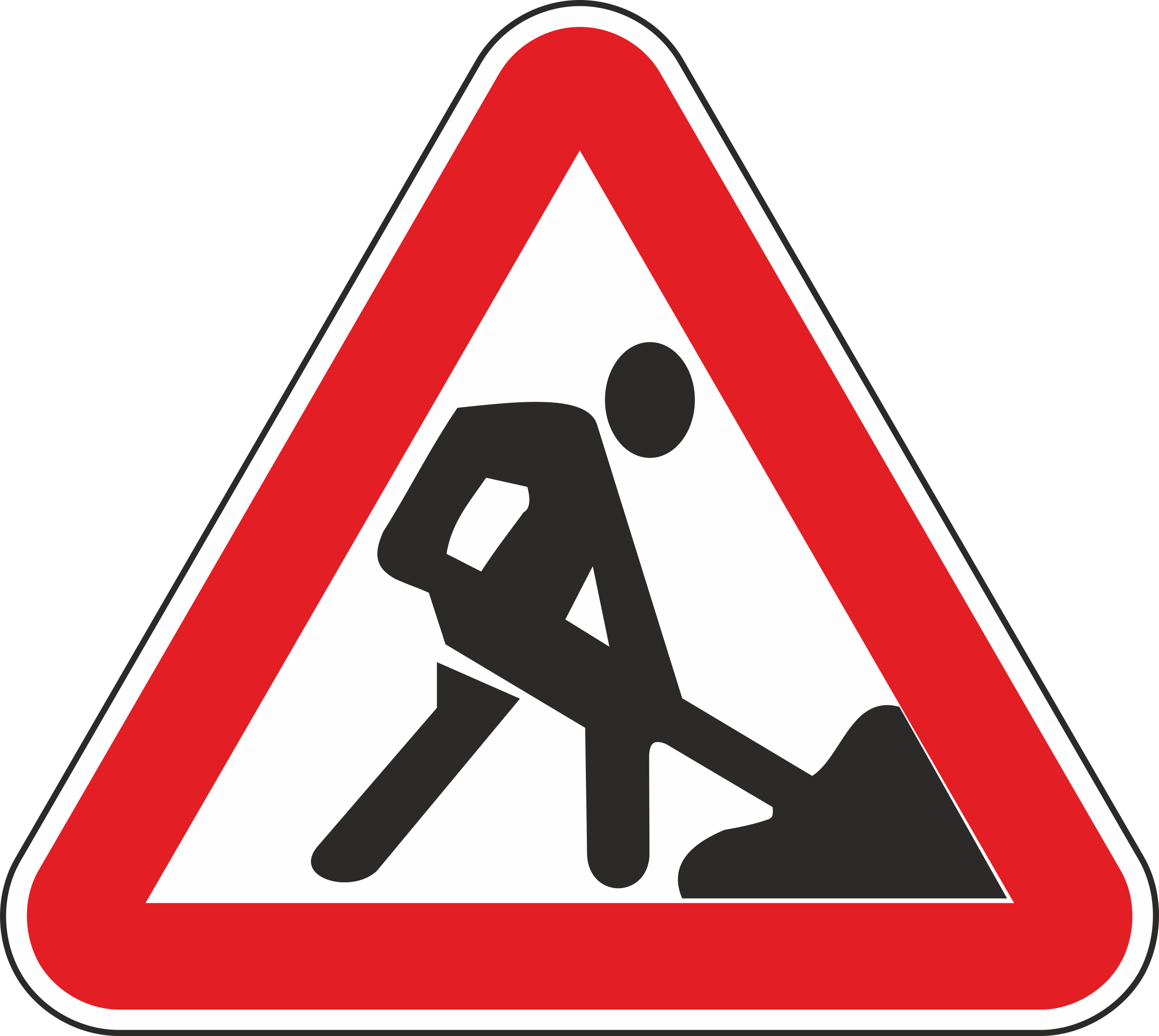 Pedestrian Crossing Traffic Sign - Cartello Lavori In Corso (2374x2122)