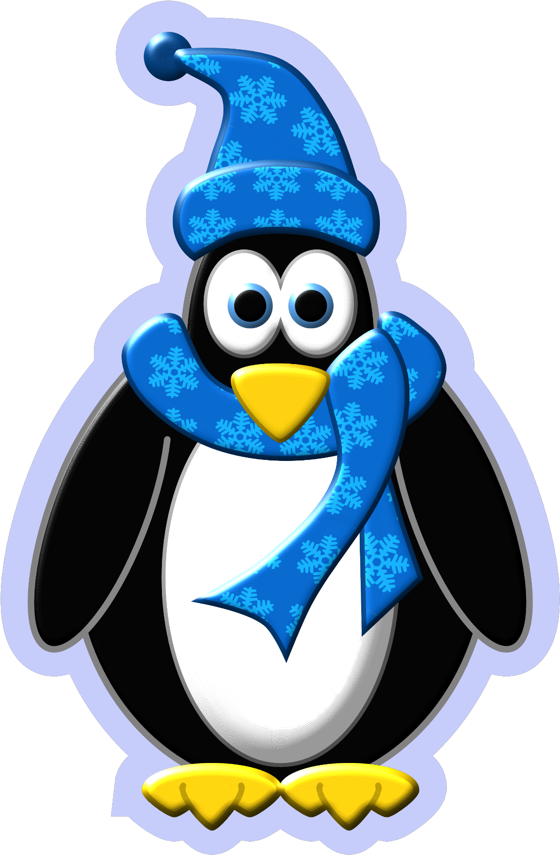 Scarf Penguin - Penguin Snowflakes Winter Design Magnet (1250x1826)