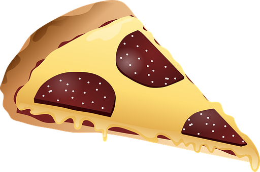 Pizza Slice Cheese Food Italian Salami Sau - Slice Of Pizza Illustration Png (512x340)