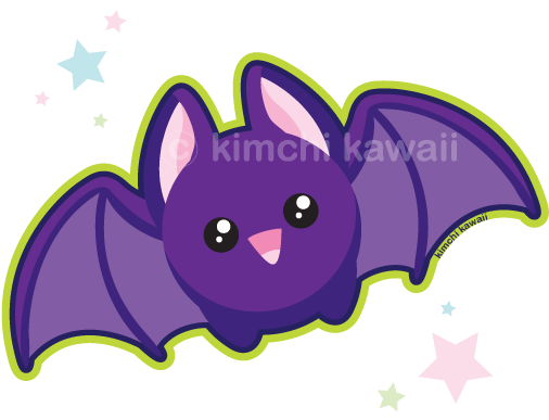 Royalty-free Purple Cartoon Bat 379538 Vector Clip - Kawaii Bats (600x600)
