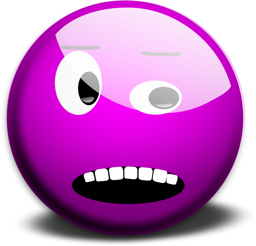 Purple Smiley Face - Purple Scared Face (958x916)