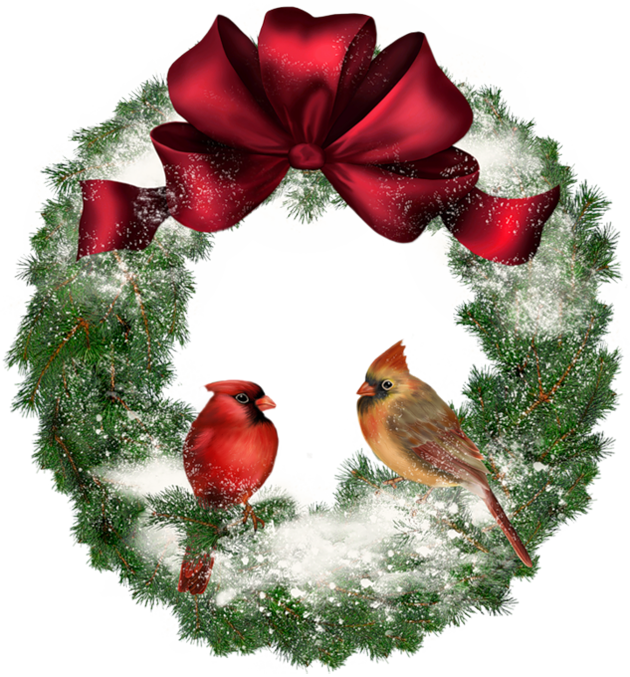 Snowdrop Clipart Yopriceville - Christmas Wreath With Birds (630x677)