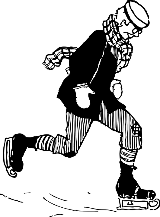 Cat Skating Cliparts - Man Skating Black And White Cartoon (530x720)