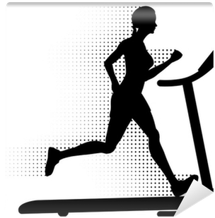 Woman Running On A Treadmill With Halftone Motion Trail - Man Running On A Treadmill (400x400)