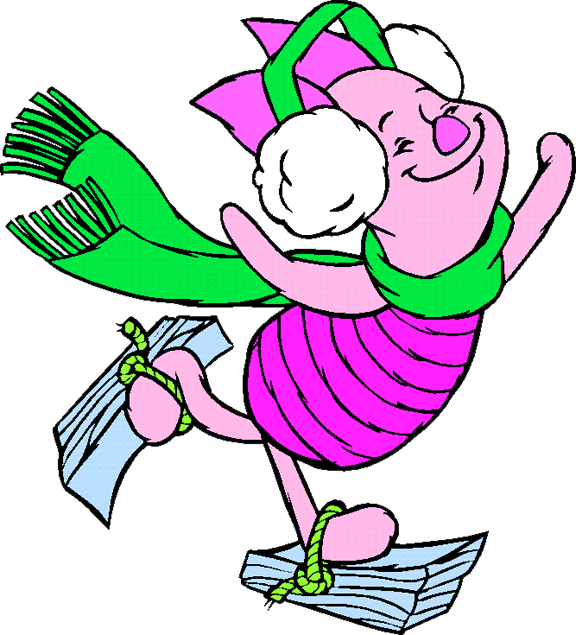 Piglet Winnie The Pooh Ice Skating Clipart - Winnie The Pooh Christmas Piglet (576x635)