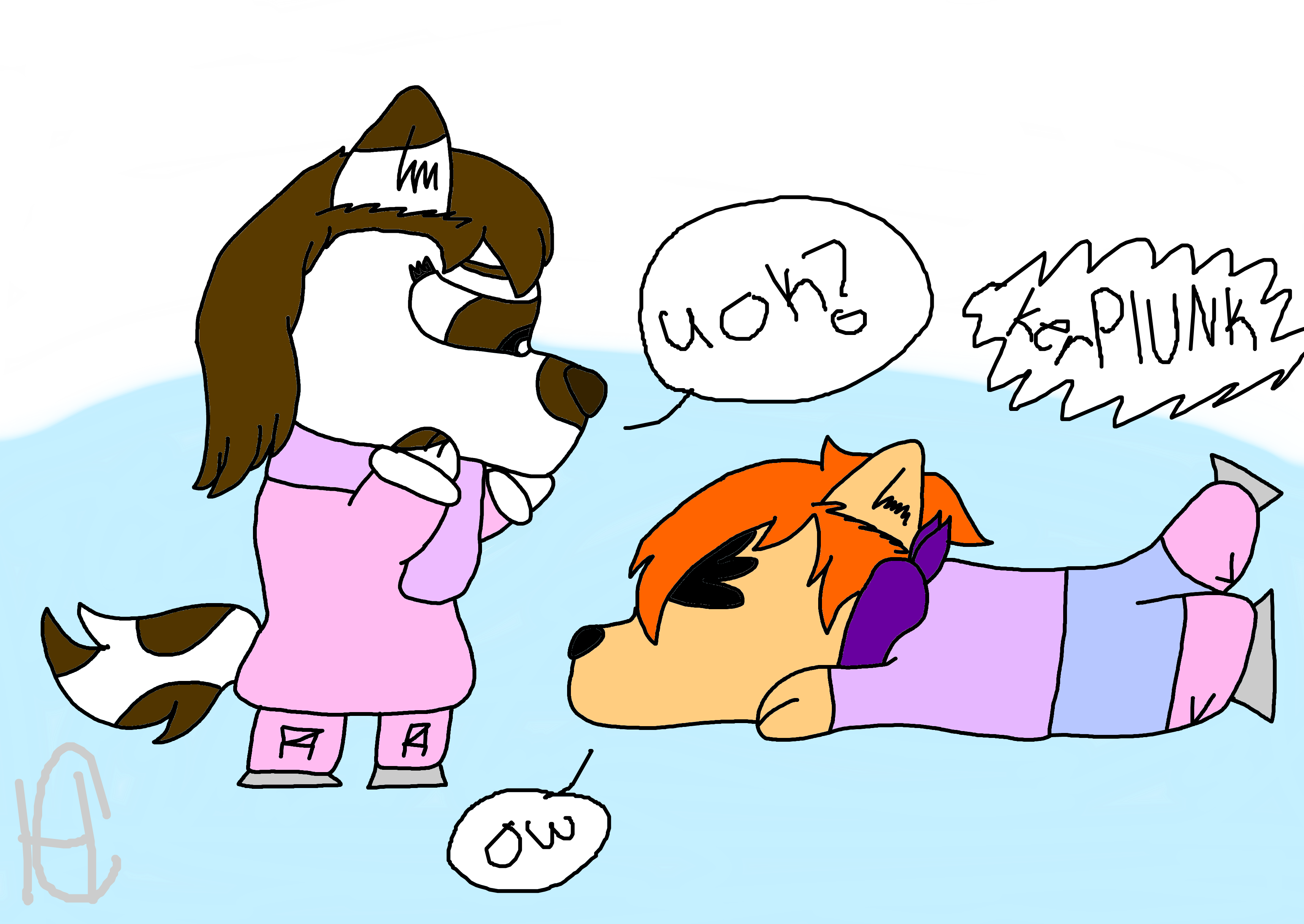 [day 16] Ice Skating Fail - Cartoon (3433x2433)