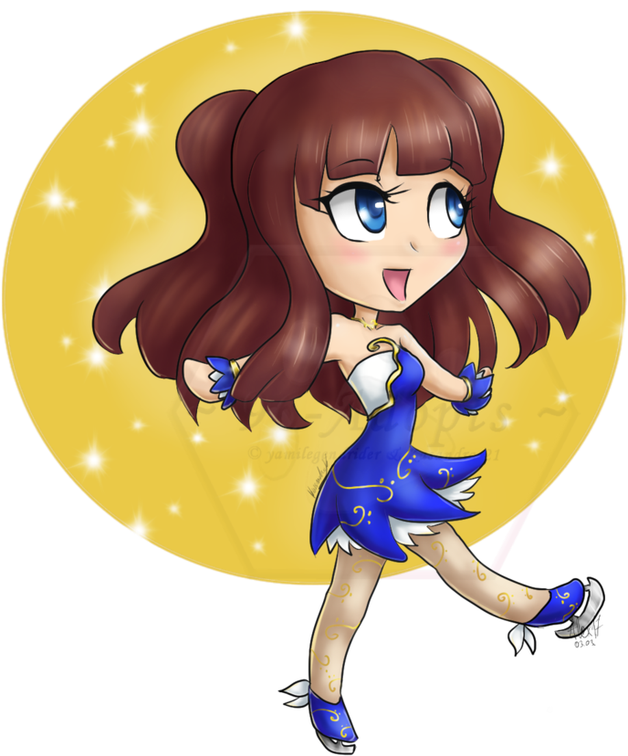 Chibi Ice-skating Yume - Cartoon (908x880)