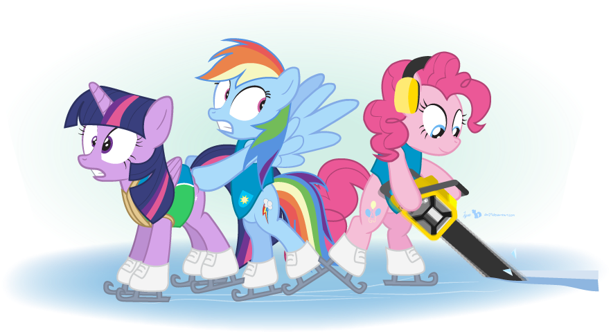 Dm29, Chainsaw, Clothes, Earmuffs, Earth Pony, Female, - Art (945x525)