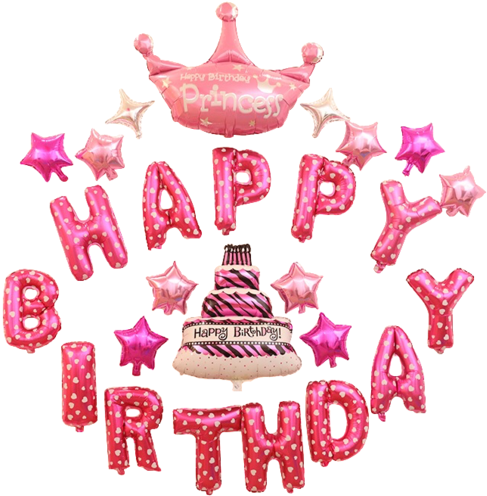 Happy Birthday Princess Crown & Cake Balloon Light - Happy Birthday Princess (530x510)