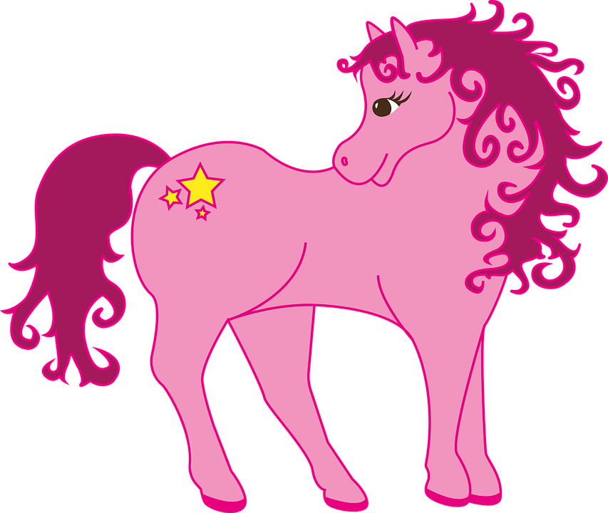 Cartoon Horses Pictures 25, Buy Clip Art - Drawing Pad: Blue Flowers Unicorn Sketch Book, Extra (853x720)