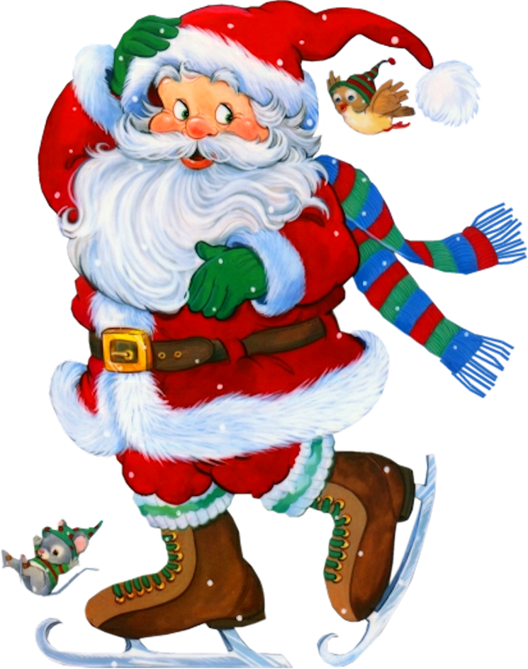Christmas Clip Art Ice Skating - Transparent Santa (745x943)