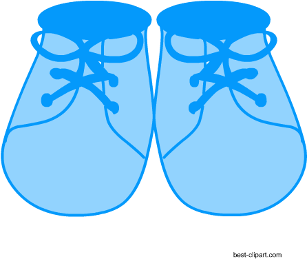 Blue Baby Shoes, Free Clip Art For Baby Shower - Clip Art (450x450)
