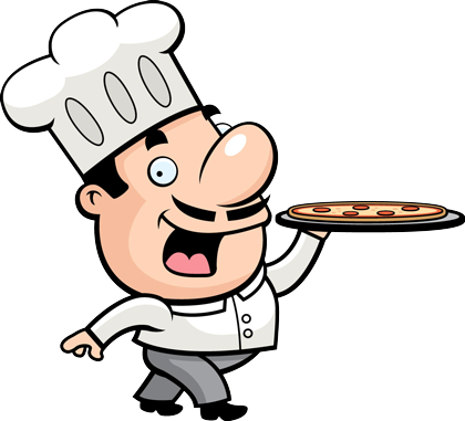 Walk In, Take Out, Delivery, & Catering - Chef Cartoon Clipart (420x381)