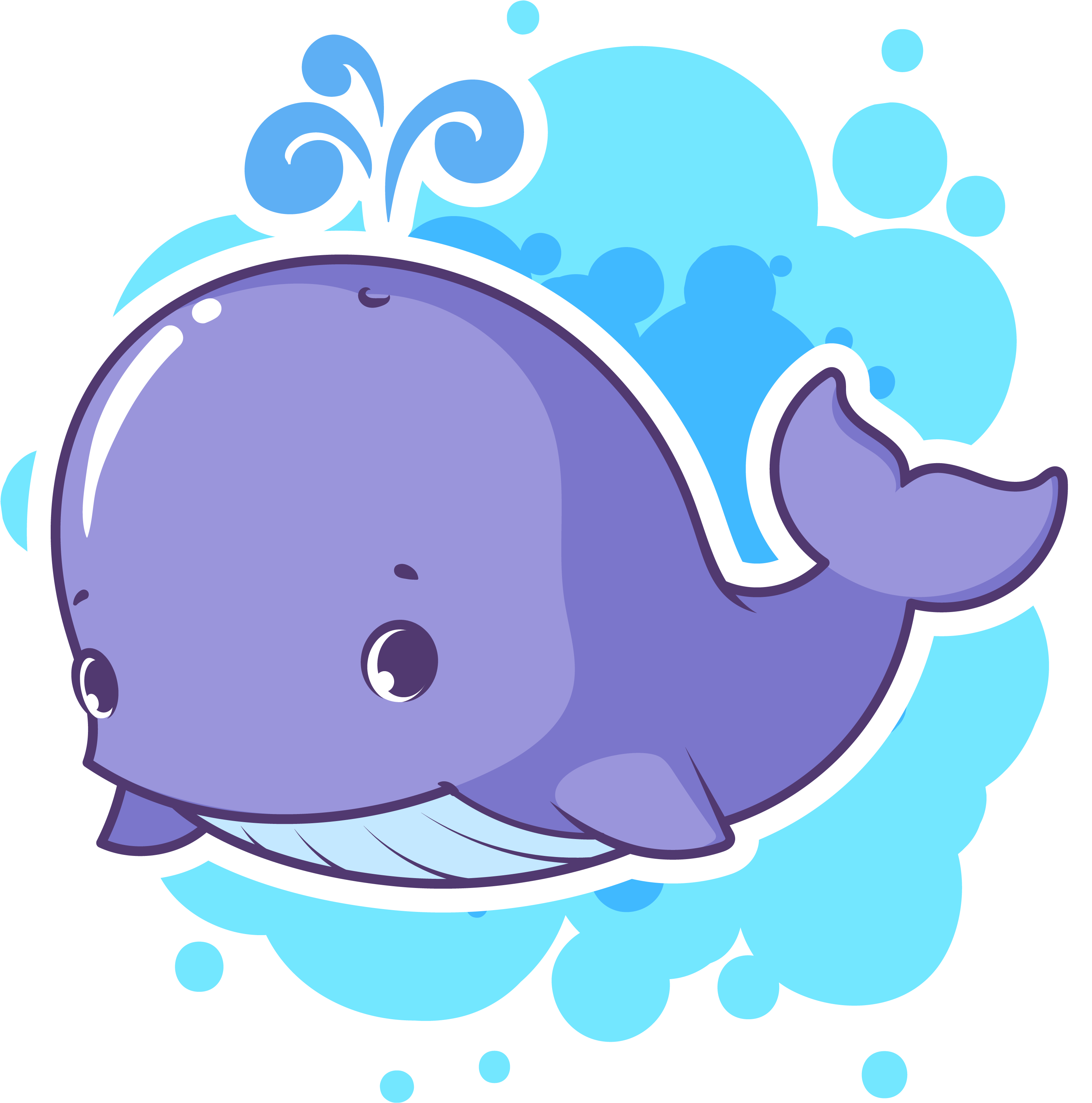 Dolphin Whale Cartoon Clip Art - Purple Cartoon Whale (3375x3483)
