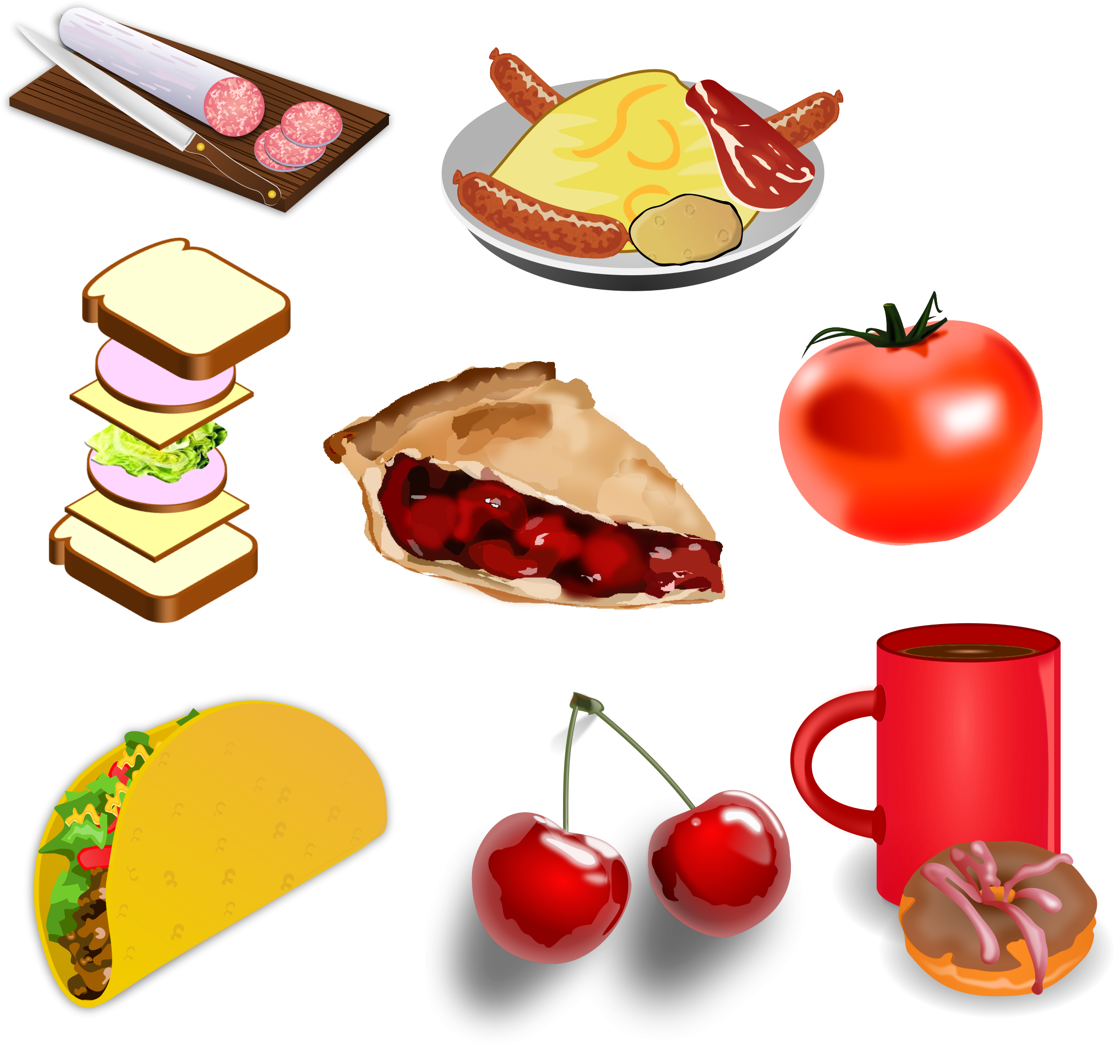 Pack Food Vector Png 13 By Darkadathea - Custom Cherry Pie Twin Duvet (2217x2152)