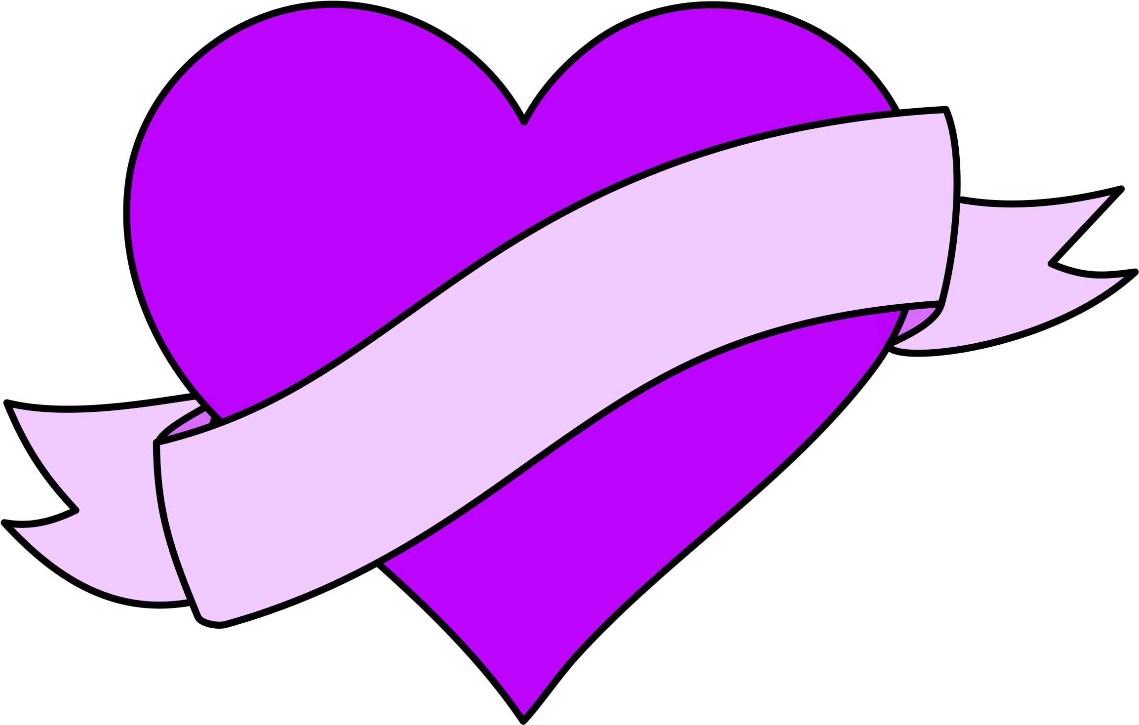 With Ribbon Banner - Heart With Ribbon (2400x1561)