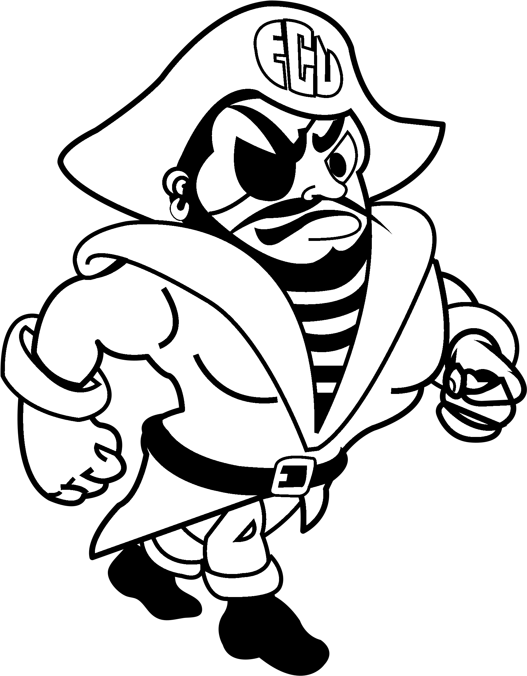 Ecu Pirates Logo Black And White - Pee Dee The Pirate Ecu (2400x2400)