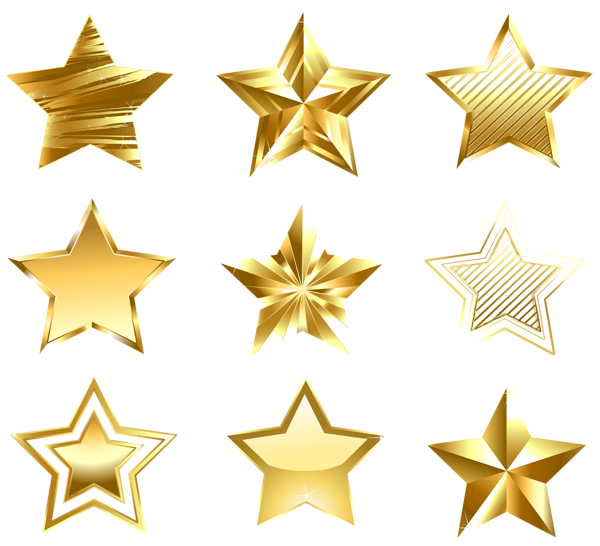 Transparent Golden Stars Set Png - Transparent Golden Stars (600x546)