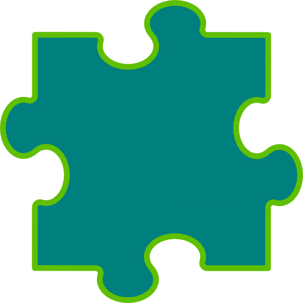 Blue Green Puzzle Piece Clip Art - Clip Art (600x600)