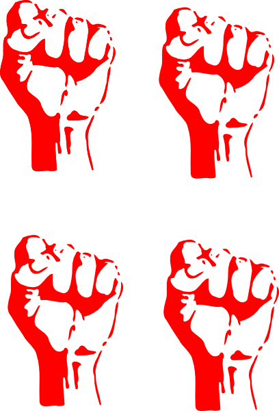 Four Red Fists Clip Art At Clker - Raised Fist (408x600)
