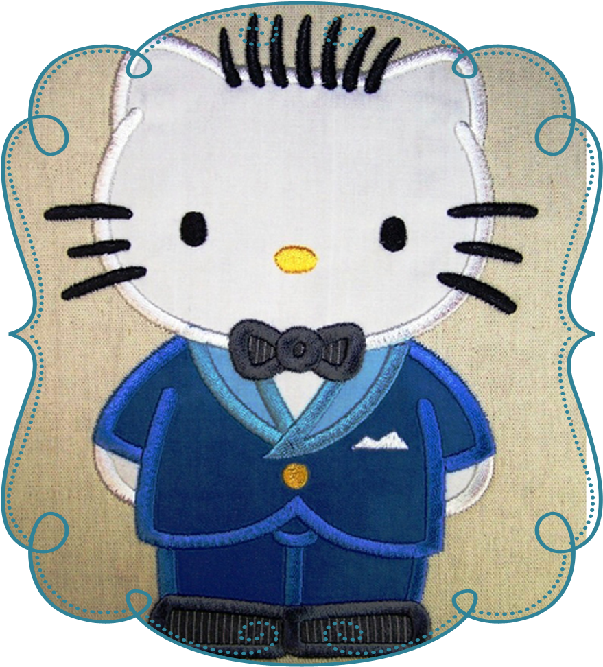 Hello Kitty Father Applique Machine Embroidery Design - Cat (1000x1000)
