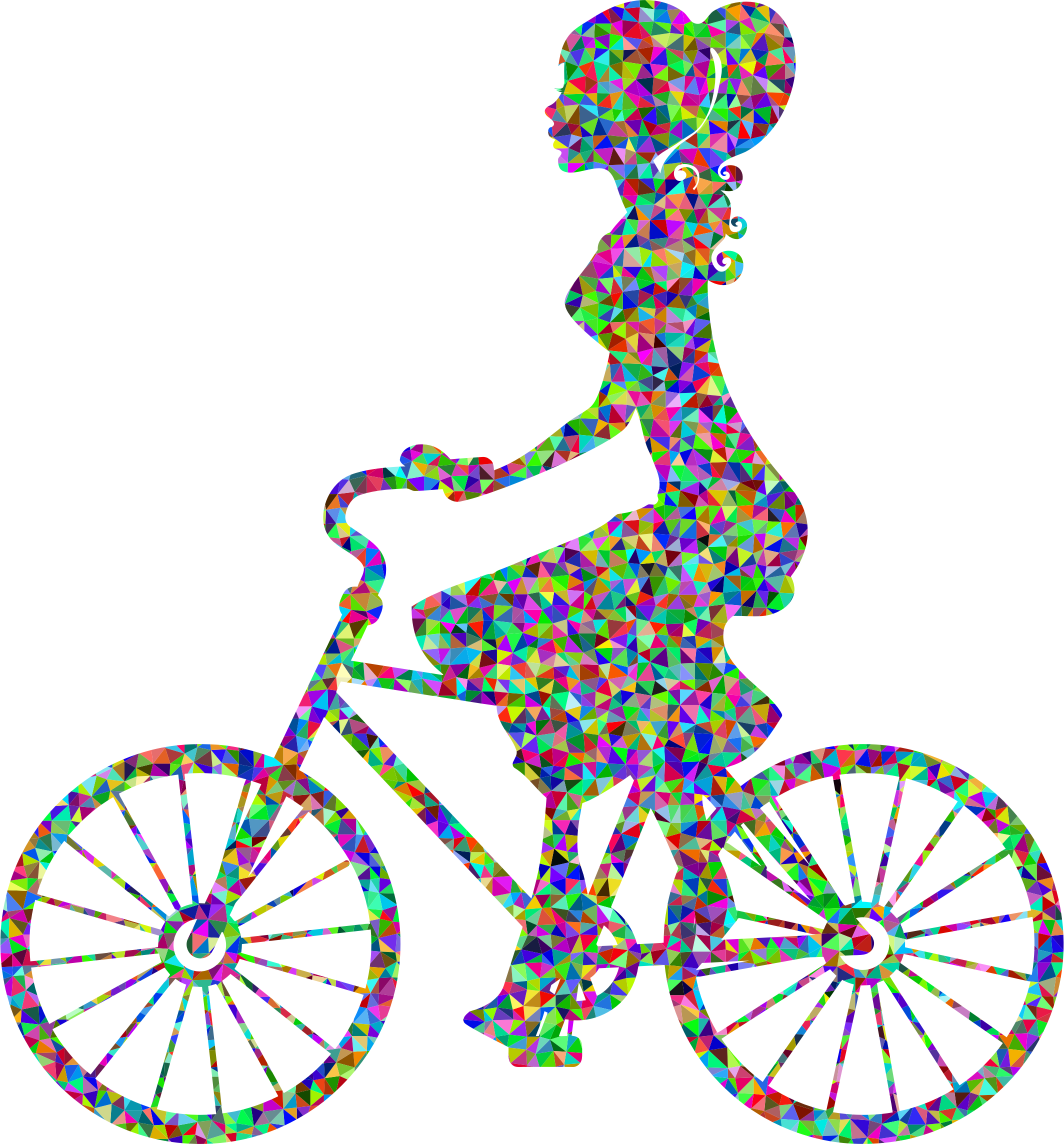 Poly Prismatic Girl On Bike High Detail - Imagenes De Mujeres En Bicicleta (2128x2288)