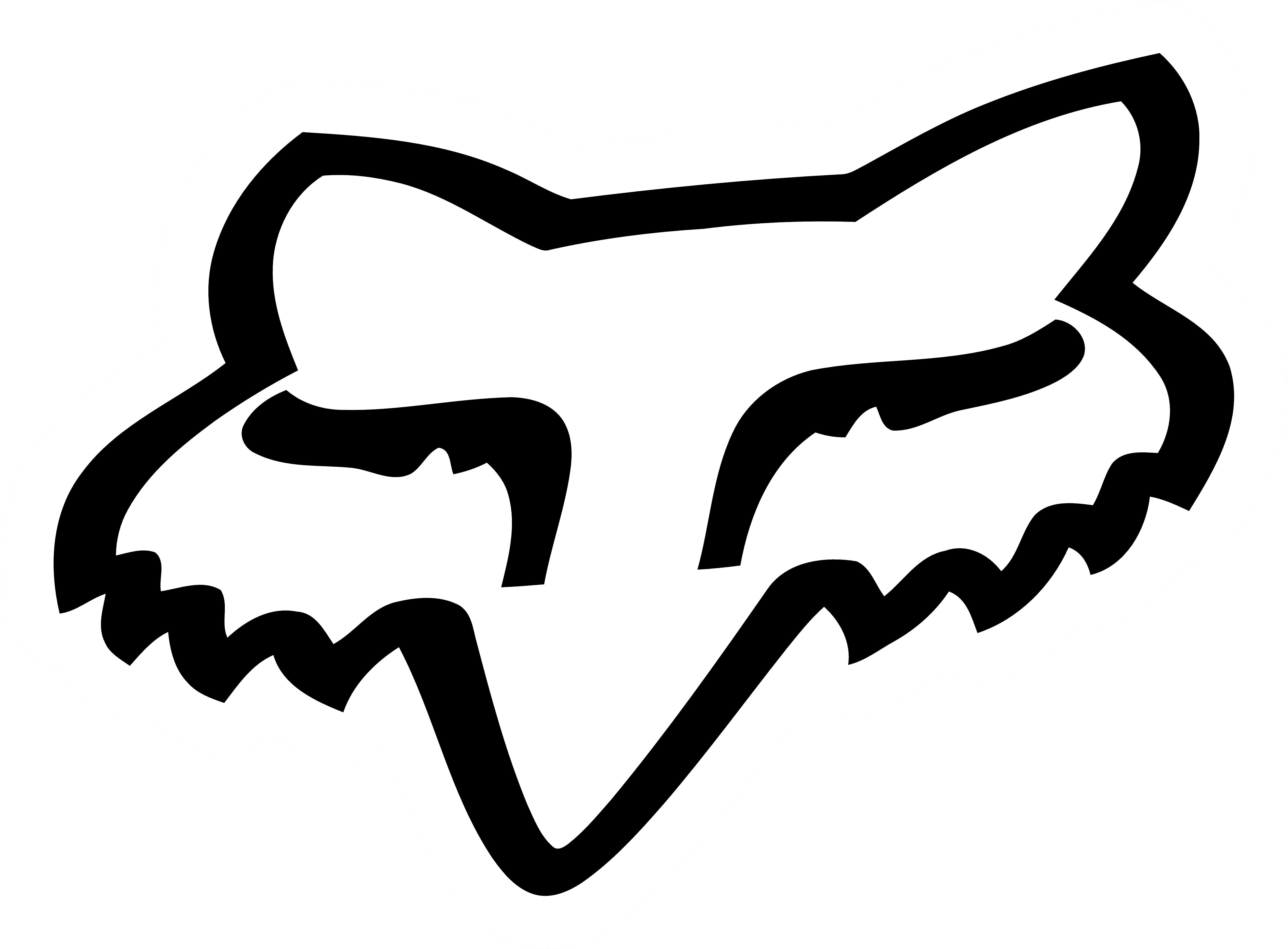 Fox Racing Logo, Head, White-black - Logo Fox Racing Png (5000x3684)