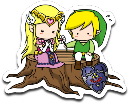 Hyrule Love Legend Of Zelda And Link Sticker Decal - Link And Zelda Love (512x389)