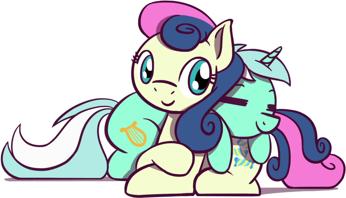 Flutterluv, Bon Bon, Crossed Hooves, Cuddling, Cute, - Cartoon (1280x960)