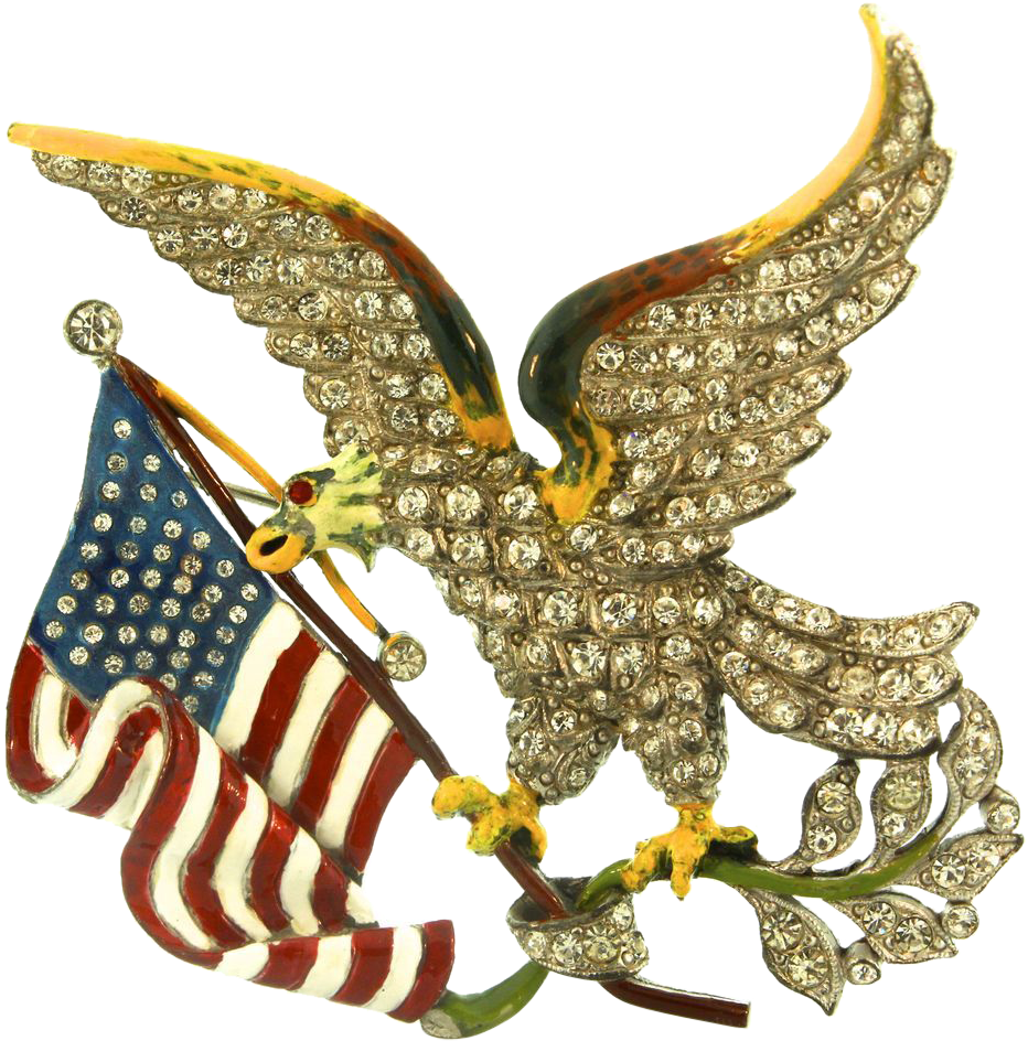 Ultra Rare 1940s Staret Eagle Holding American Flag - Brooch (943x943)