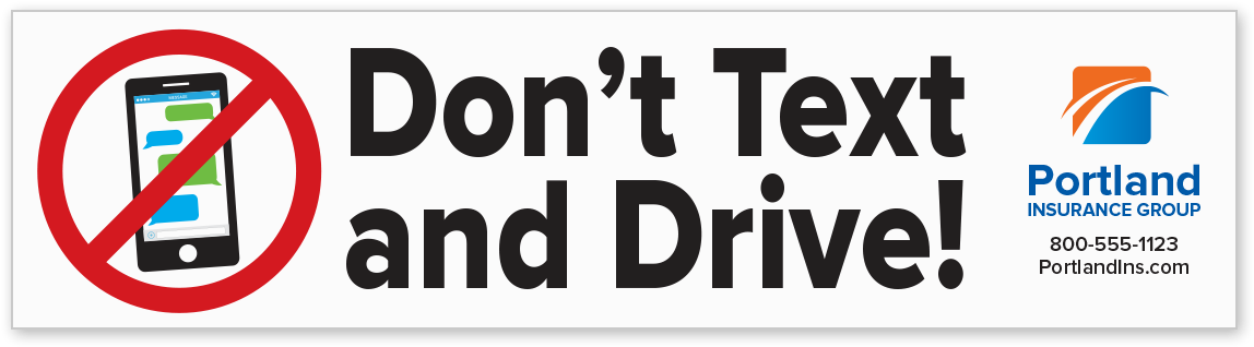 Picture Of Don't Text And Drive With Logo Bumper Stickers - Dont Text And Drive Bumper Sticker (1200x1200)