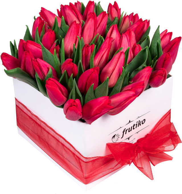 White Box With Red Tulips - 8 Марта Красивые (700x850)