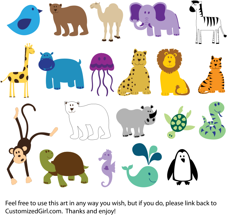 Free Cute Animal Clipart Cute Animals Clip Art At Clker - Simple Clip Art Animals (800x800)