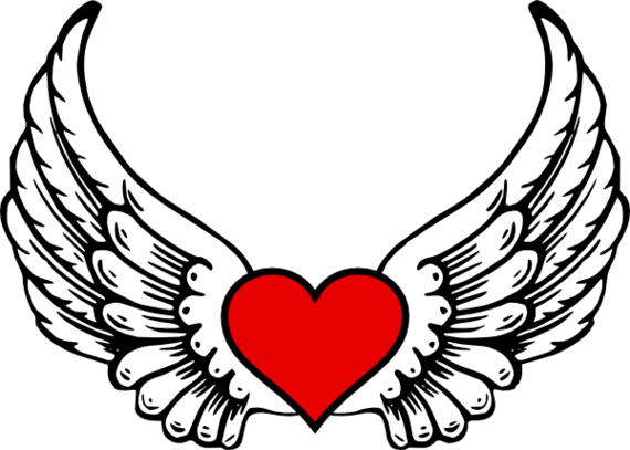 Heart With Angel Wings Clipart - Wings Coloring Pages (570x407)