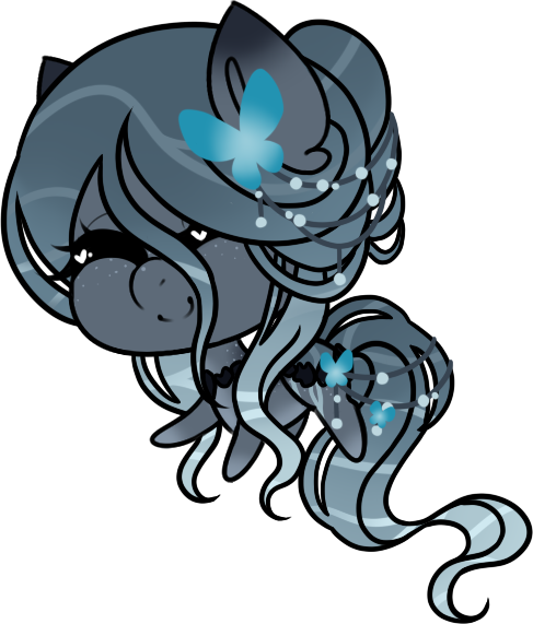 Lunarline, Beads, Butterfly, Commission, Eyes Closed, - Illustration (487x571)