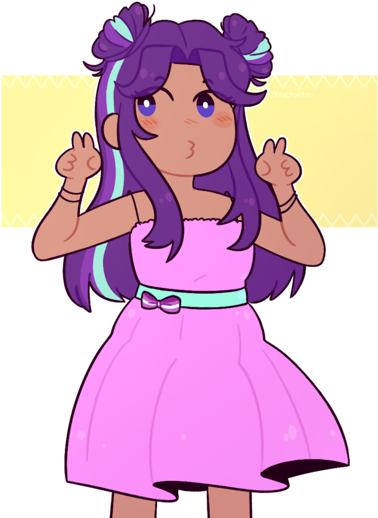 Mochietti, Clothes, Dress, Female, Hair Bun, Human, - Cartoon (1062x1024)