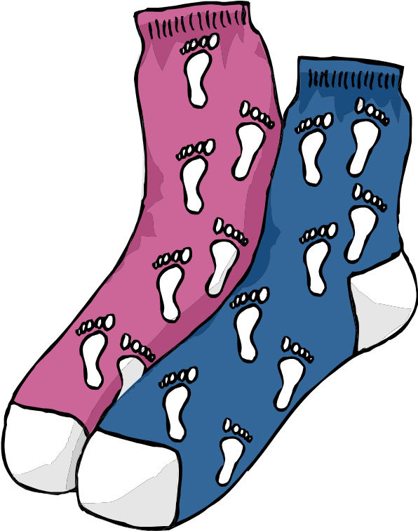 Mismatched Clothes Day Clip Art - Pair Of Socks Clipart (598x764)